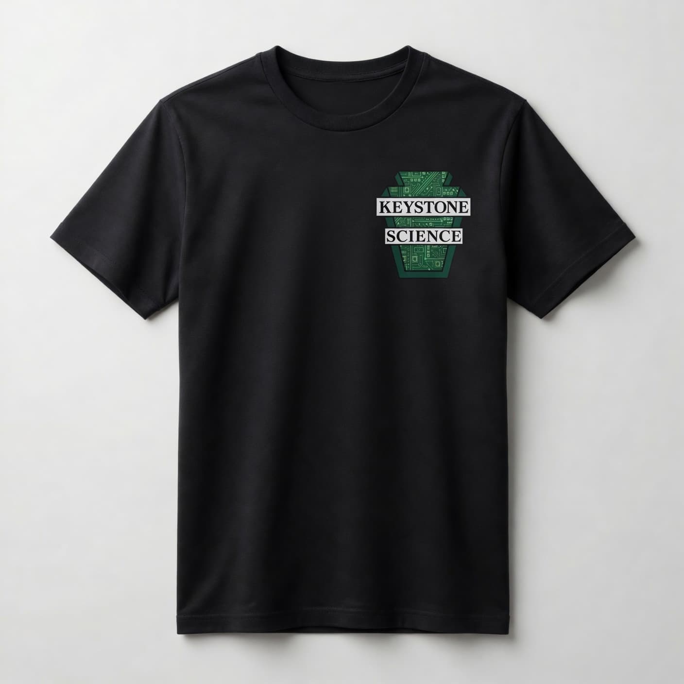 Black Keystone Science T-shirt with small chest logo