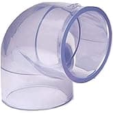 Clear PVC Pipe Fitting (bluish tint): 90 Degree Elbow, Schedule 40/80, 3/4 Inch PVC Pipe Socket (1.05 Inch ID)