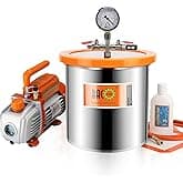 BACOENG 3 Gallon Tempered Glass Lid Vacuum Chamber with Pump, Stainless Steel Degassing Chamber Kit for Resin, Silicone, Epox