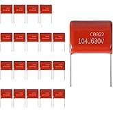 JCCON 20-Pack 630V 104J Premium Quality Metallized Polypropylene Film Capacitors, P10 CBB21/CBB22 100000pF 100nF 0.1uF MPP Ca