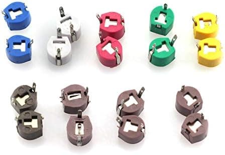 Tegg 18PCS Adjustable Capacitor 5PF 10PF 20PF 30PF 40PF 50PF 60PF 70PF 120PF Trimmer Variable Capacitance Plastic for Arduino
