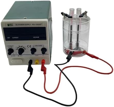 Sci-Supply Self-Contained Water Electrolysis Apparatus Kit – Hydrogen & Oxygen Gas Generation Demonstration with Power Supply & Banana Plug Leads – Chemistry & STEM Experiment