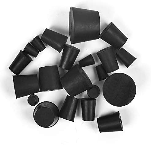 21 Pack Solid Rubber Stopper, Black Lab Plug, 000# - 8# Sizes Assortment, 11 Assorted Sizes