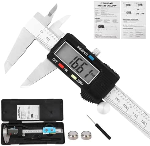 Digital Caliper Measuring Tool, Stainless Steel Vernier Caliper Digital, Micrometer Calipers with Large LCD Screen, Auto-Off Feature, Inch Millimeter Conversion, 6 Inch Caliper Tools for DIY/Household