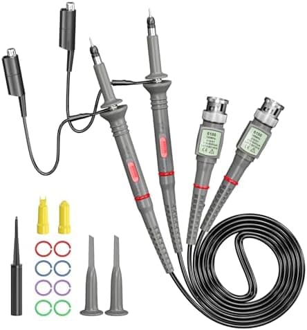 Goupchn Universal P6100 Oscilloscope Clip Probes 100MHz with Accessories Kit 1X 10X 2 Pack
