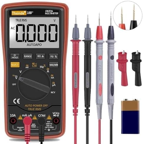 Auto Ranging Digital Multimeter TRMS 6000 with Battery Alligator Clips Test Leads AC/DC Voltage/Account,Voltage Alert, Amp/Ohm/Volt Multi Tester/Diode