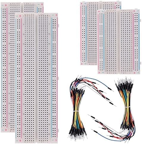BOJACK 3 Values 130 Pcs Solderless Breadboard 4 Pcs 830 Tie Points & 400 Tie Points & 126 Pcs Flexible Breadboard Jumper Wires