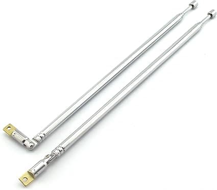 E-outstanding 1 Pair AM FM Radio Universal Antenna, 62.5cm 24.6" Length 4 Section Telescopic Stainless Steel Replacement Antenna Aerial for Radio TV