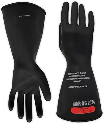 MAGID Rubber Insulating Electrical Safety Gloves, Class 0 ASTM Compliant