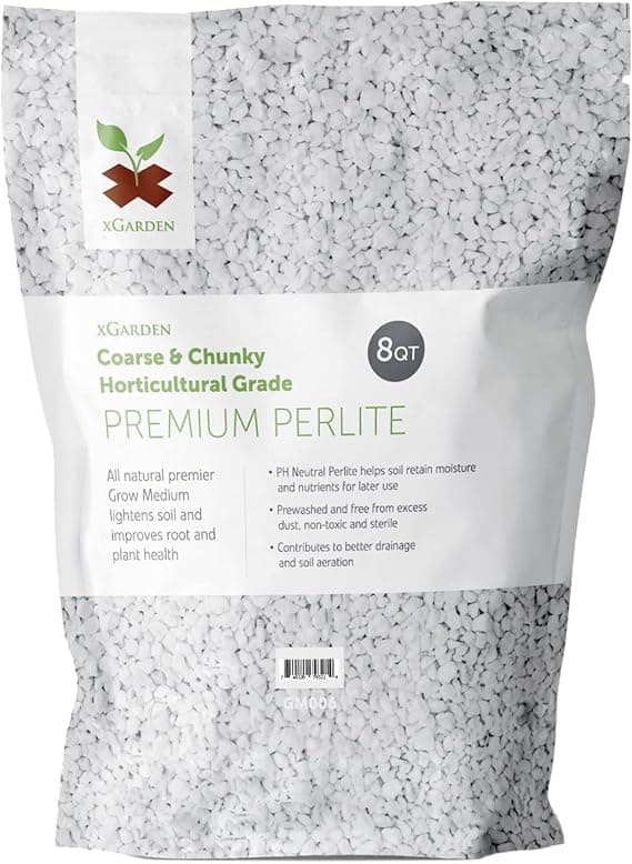 xGarden Horticultural Grade Perlite for Plants Indoor &amp; Outdoor, Coarse &amp; Chunky for House Plants, Gardening &amp; Potting Mix, Organic Soil Amendment, 8 Quarts Bulk