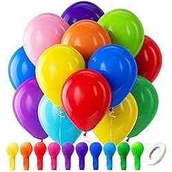 Bezente assorted rainbow latex balloons, 100 pack