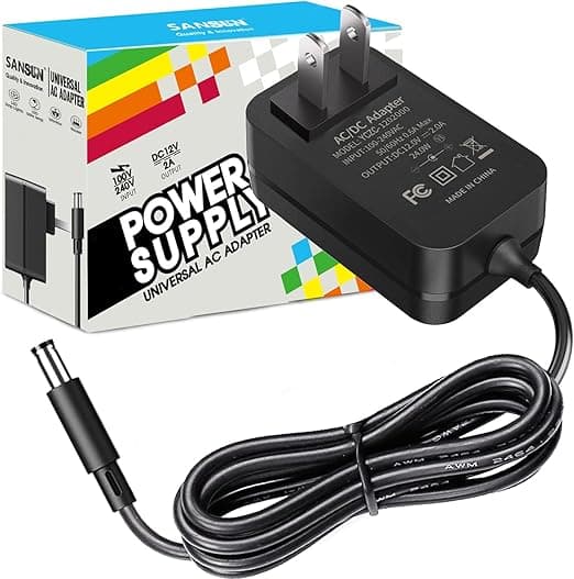 12V 2A Power Supply, AC 120V to DC12V 5.5x2.1mm Jack Converter, 12 Volt LED Driver 24W Adapter Transformer for Strip Lights, Surveillance Cameras, External HDD, Monitor, CCTV (Pack of 1)