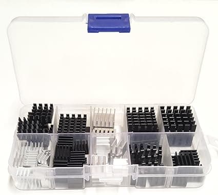 Easycargo 100pcs Heatsink Assortment Kit Small Cooler Aluminum Heat Sink Set for Cooling Laptop CPU GPU VGA RAM VRAM VRM IC LED MOSFET Transistor SCR Voltage Regulator (Without Thermal Tape)