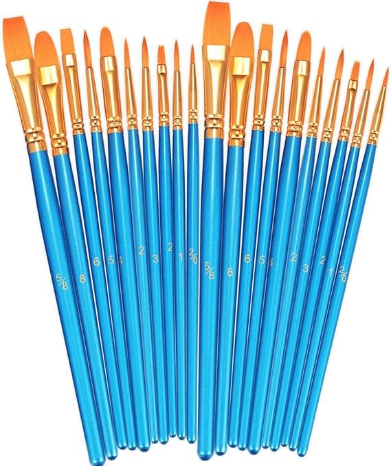 BOSOBO Paint Brushes Set, 2 Pack 20 Pcs Round-Pointed Tip Nylon Hair Artist Acrylic Paint Brushes for Acrylic Painting Oil Watercolor, Face Nail Art, Canvas, Miniature Detailing &amp; Rock Painting, Blue
