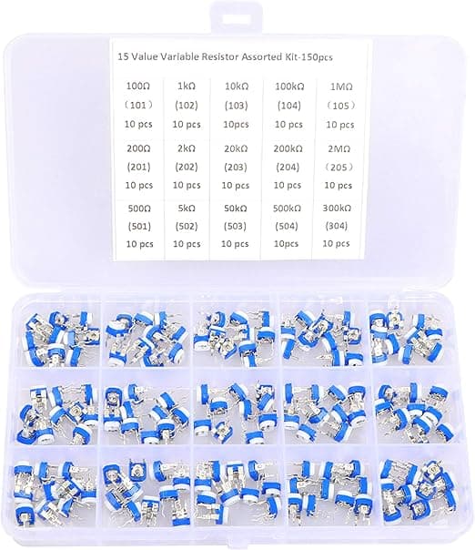 150 Pcs 15 Value 100 ohm- 2M ohm Trimpot Variable Resistor 6mm Potentiometer Assortment Kit