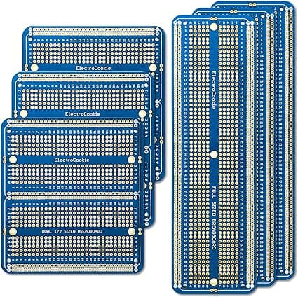 ElectroCookie Large PCB Prototype Board Kit Solderable Breadboards for Electronics Projects Compatible for DIY Arduino Soldering Projects, Gold-Plated (6 Multi-Pack, Blue)